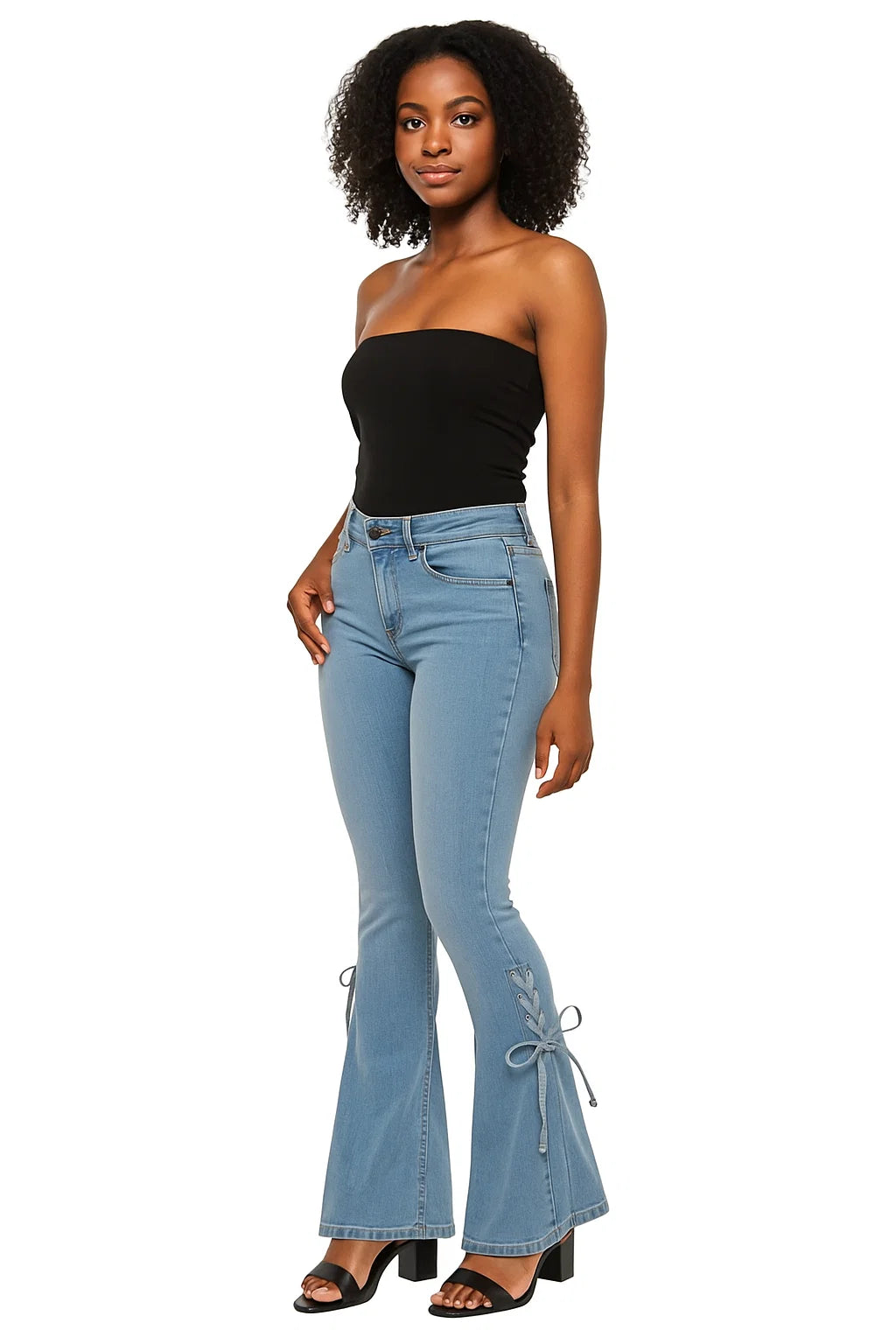 Lace-Up Flare Jeans - High Waist Slim Fit Denim Jeans | Women’s Casual Streetwear Jeans