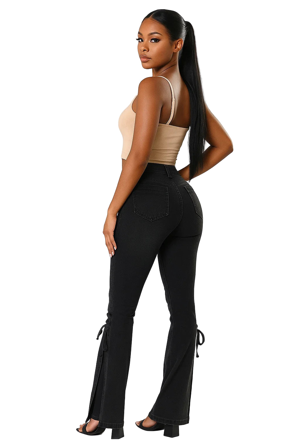 Lace-Up Flare Jeans - High Waist Slim Fit Denim Jeans | Women’s Casual Streetwear Jeans