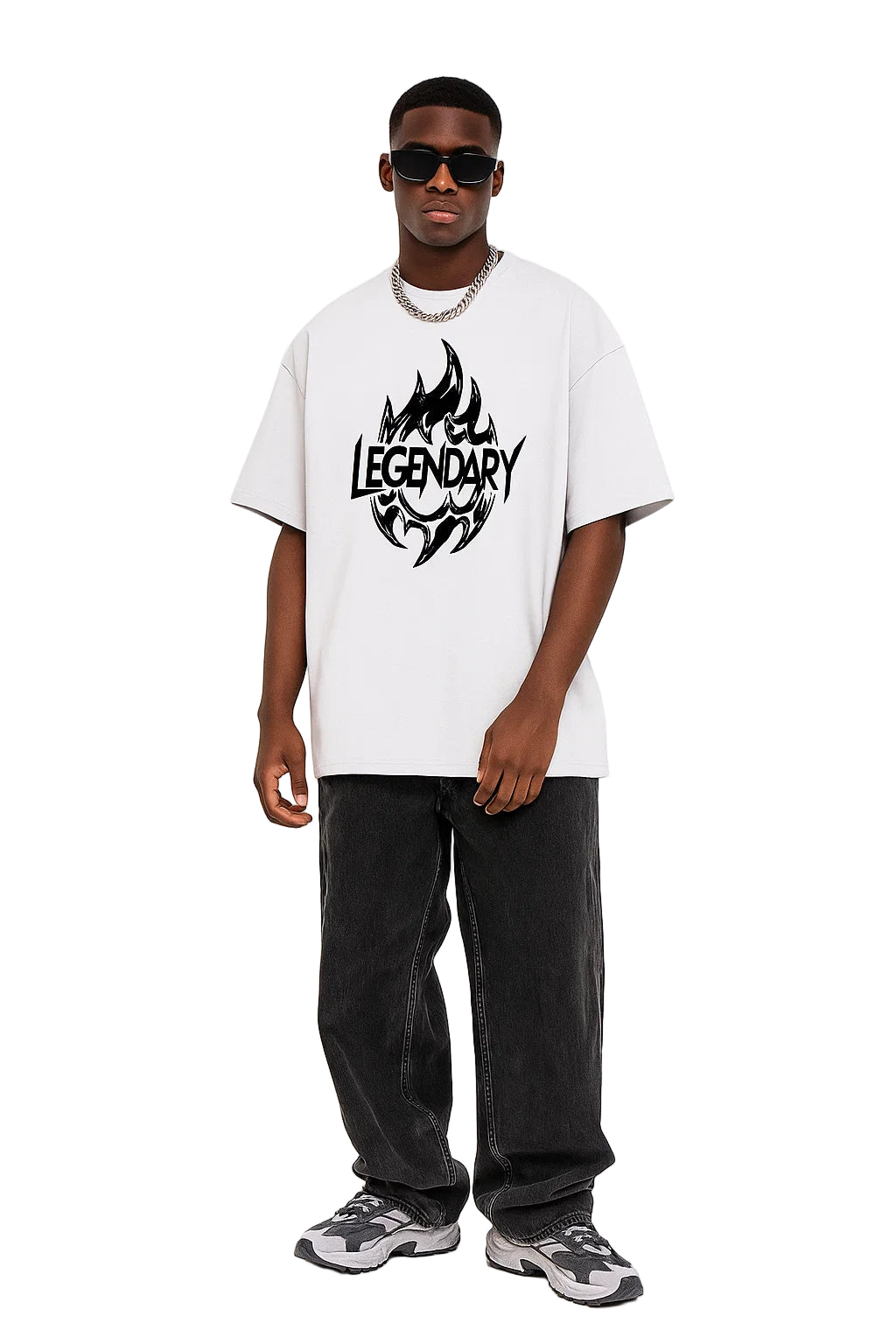 Legendary "Flame" Oversized Boxy T-shirt – Heavyweight 280GSM Streetwear Tee , Premium Cotton Drop Shoulder Top