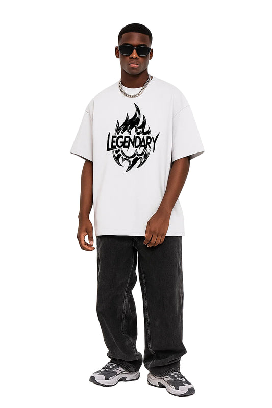 Legendary "Flame" Oversized Boxy T-shirt – Heavyweight 280GSM Streetwear Tee , Premium Cotton Drop Shoulder Top