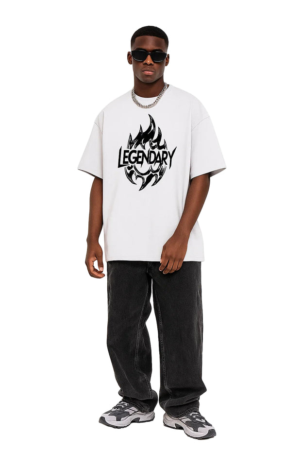Legendary "Flame" Oversized Boxy T-shirt – Heavyweight 280GSM Streetwear Tee , Premium Cotton Drop Shoulder Top
