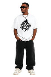 Legendary "Flame" Oversized Boxy T-shirt – Heavyweight 280GSM Streetwear Tee , Premium Cotton Drop Shoulder Top
