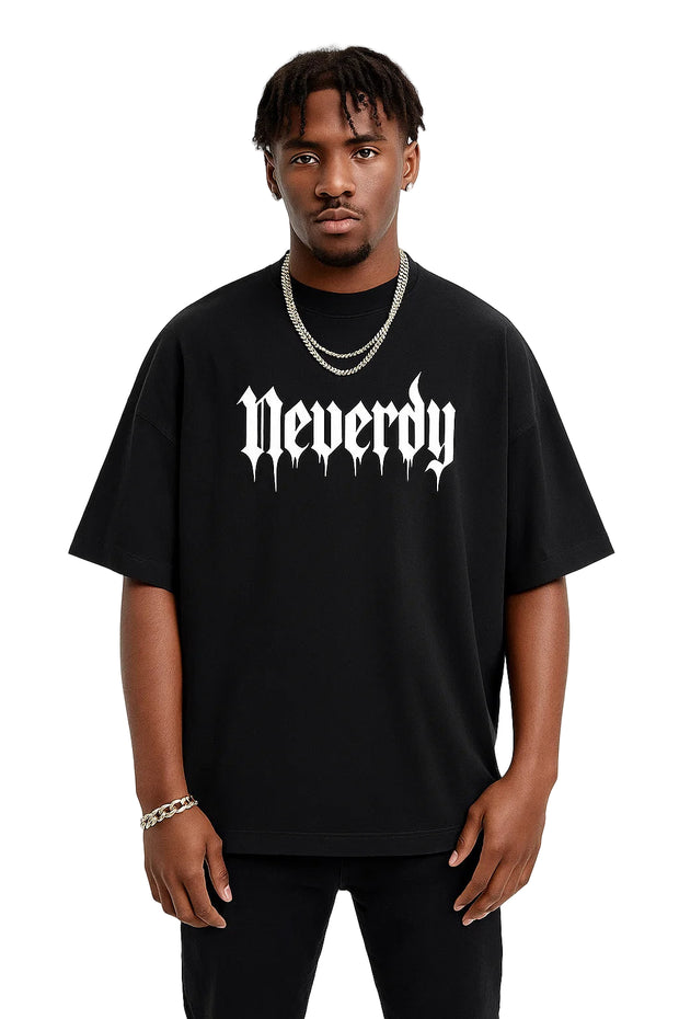 Neverdy 1st Edition Oversized T-shirt (235GSM) – Luxury Heavyweight Cotton Streetwear Tee, Legendary Branding Graphic Shirt