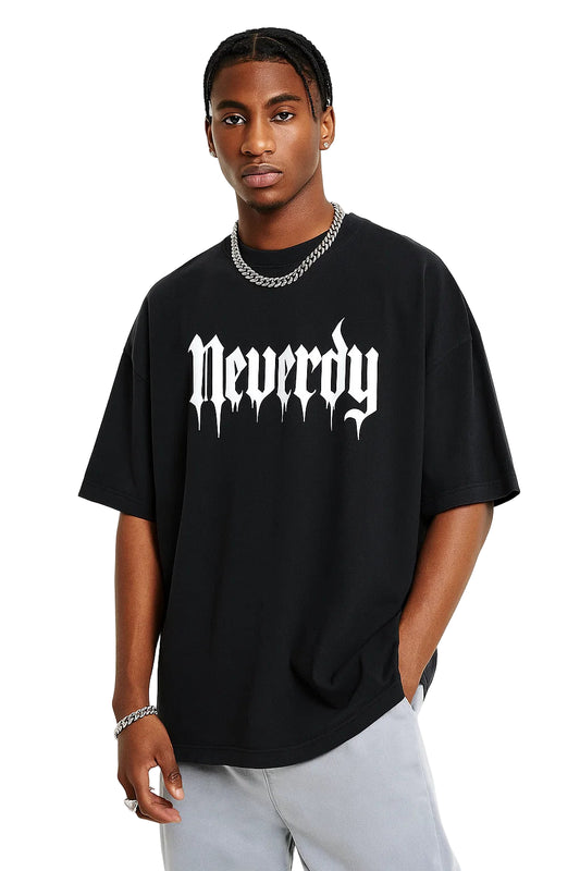 Neverdy Spine Oversized T-shirt – Heavyweight Boxy Oversized Streetwear Tee, Legendary Branding Skull Spine Graphic Shirt