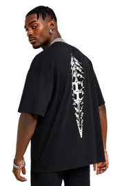 Neverdy Spine Oversized T-shirt – Heavyweight Boxy Oversized Streetwear Tee, Legendary Branding Skull Spine Graphic Shirt