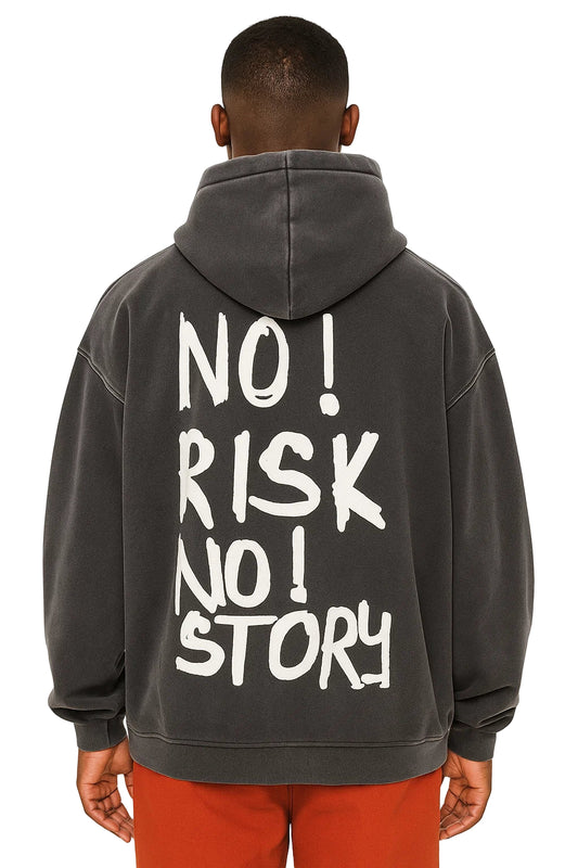 Neverdy No Story Boxy Fit Hoodie – Oversized Heavyweight Streetwear Hoodie, Legendary Branding Graffiti Print