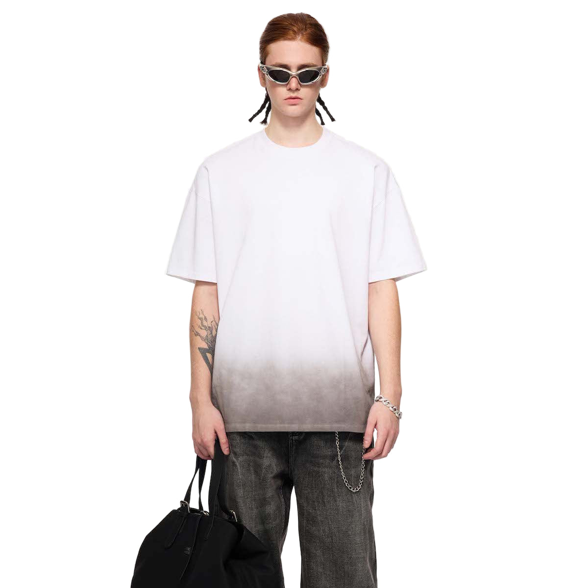 Bottom Sunfade Gradient Washed Vintage GOAT T-Shirt, Faded Streetwear Tee, Unisex Heavyweight T-Shirt, 250GSM Cotton Tee, Gradient Washed Shirt