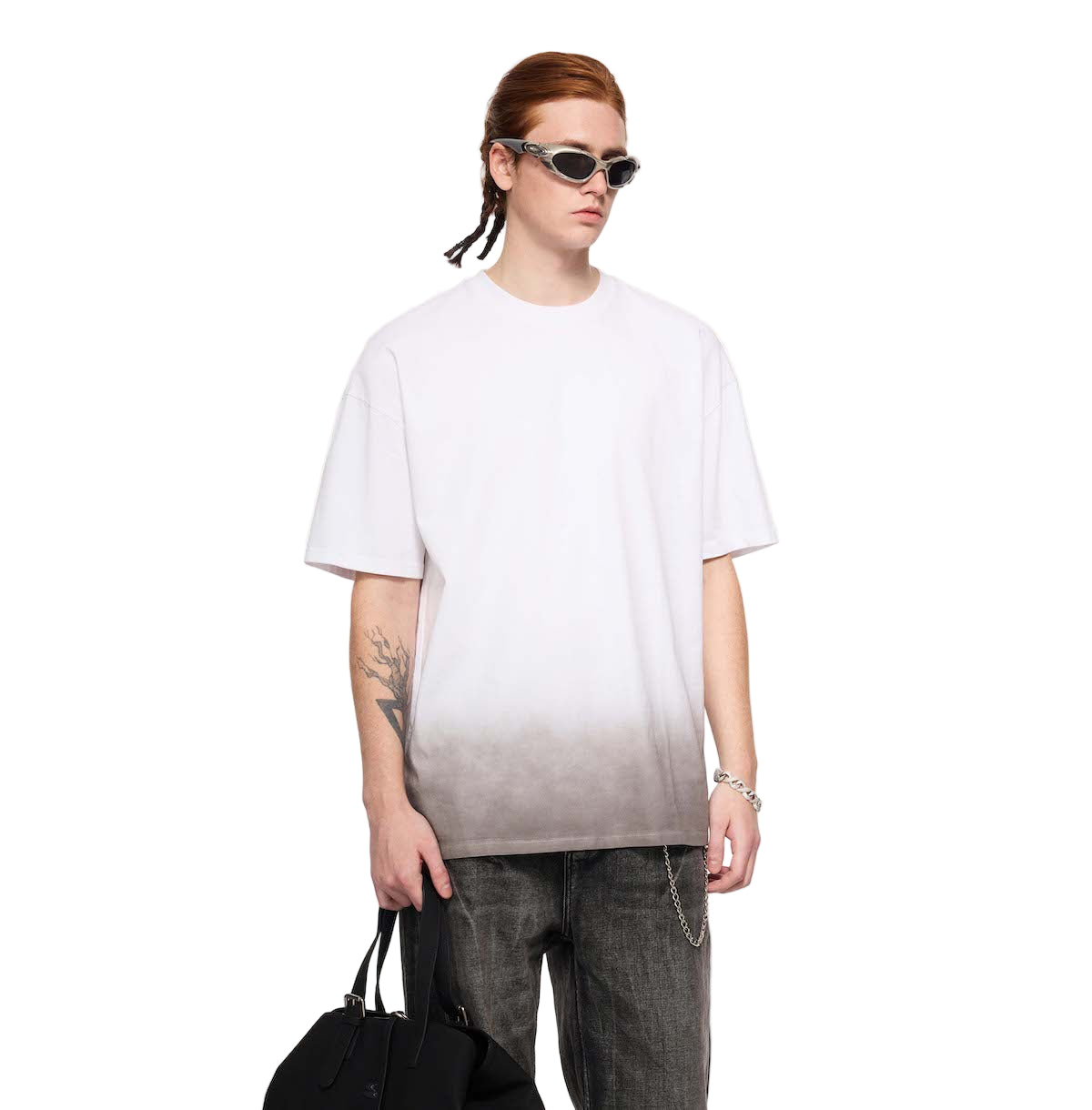 Bottom Sunfade Gradient Washed Vintage GOAT T-Shirt, Faded Streetwear Tee, Unisex Heavyweight T-Shirt, 250GSM Cotton Tee, Gradient Washed Shirt