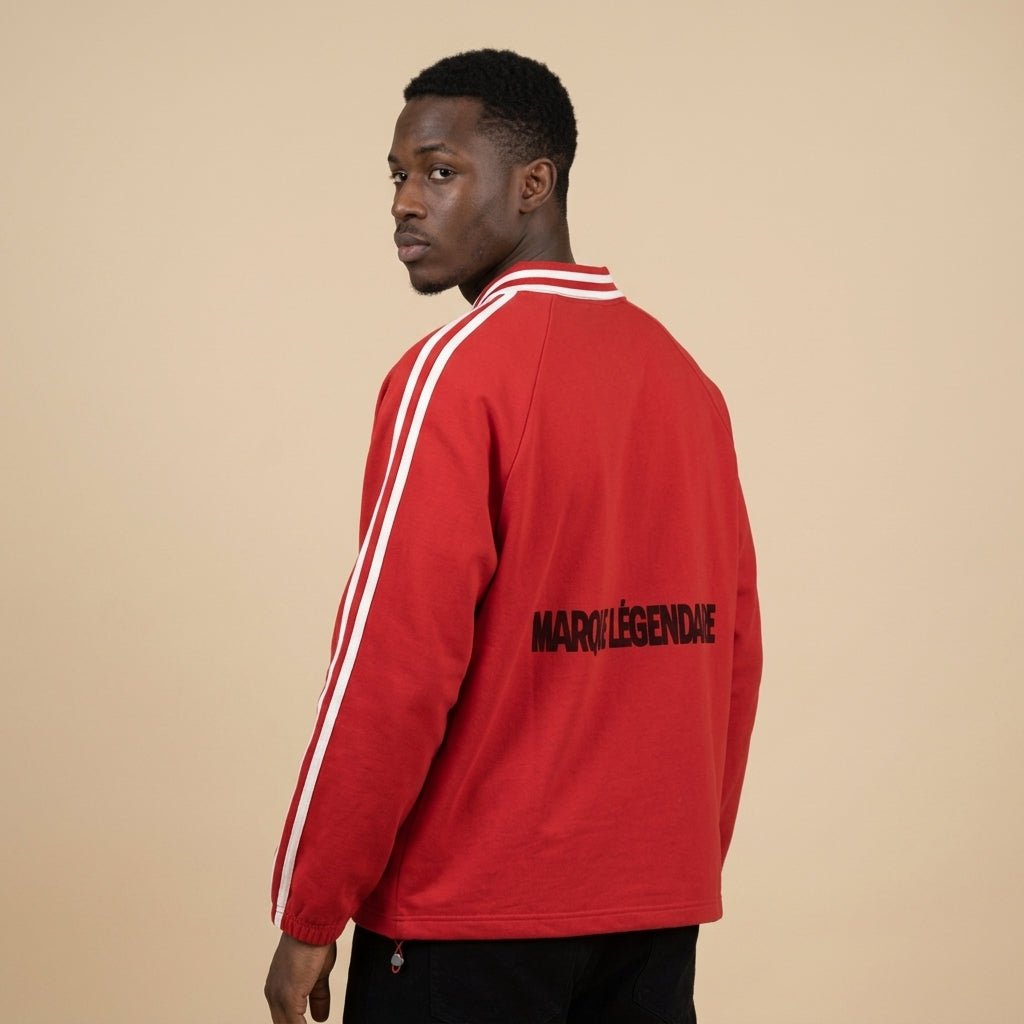 Marque Légendaire Contrast Striped Lapel Collar Sweatshirt | 380GSM