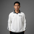 Marque Légendaire Contrast Striped Lapel Collar Sweatshirt | 380GSM