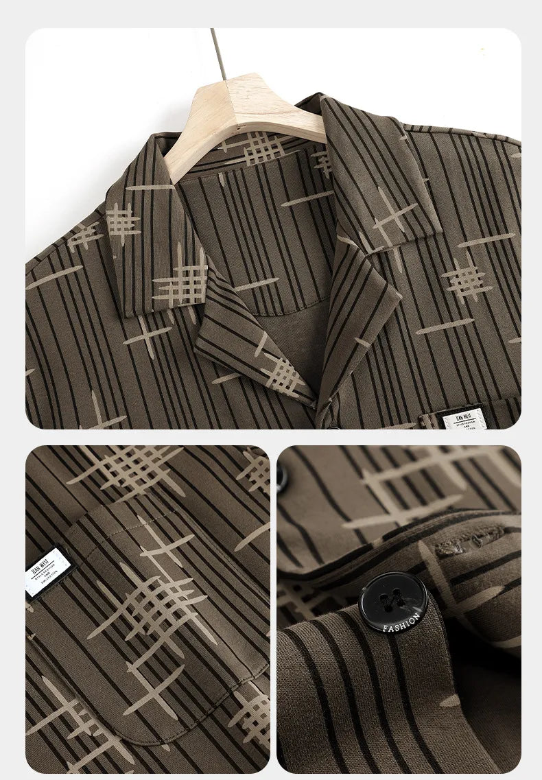 Men’s Premium Cotton Lounge Set – Minimalist Long Sleeve Pajama Set for Spring/Fall | Breathable, Soft, Stylish Loungewear for Home or Outdoors