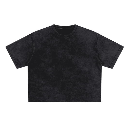 Cropped Snow Washed GOAT T-shirt, Oversized Crop Tee, 285GSM Heavyweight Cotton, Vintage Washed Shirt, Streetwear Aesthetic