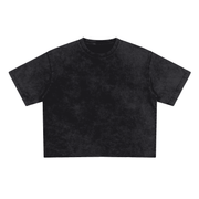 Cropped Snow Washed GOAT T-shirt, Oversized Crop Tee, 285GSM Heavyweight Cotton, Vintage Washed Shirt, Streetwear Aesthetic