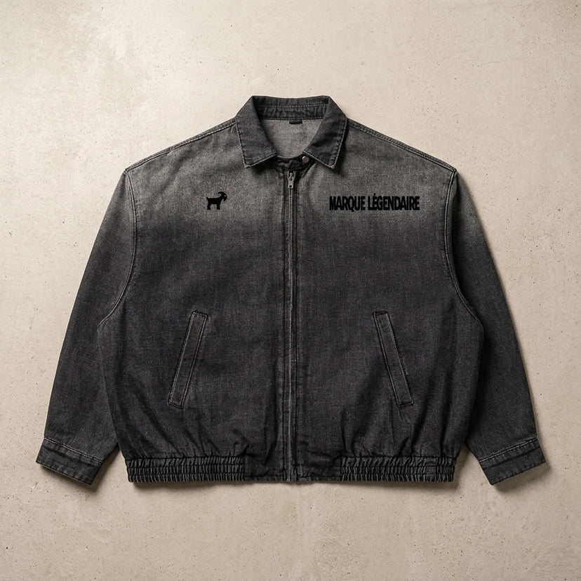 Marque Légendaire Vintage Wash Denim Jacket | 320GSM — Apparel & Accessories > Clothing > Outerwear Detail View 8 | Legendary Branding