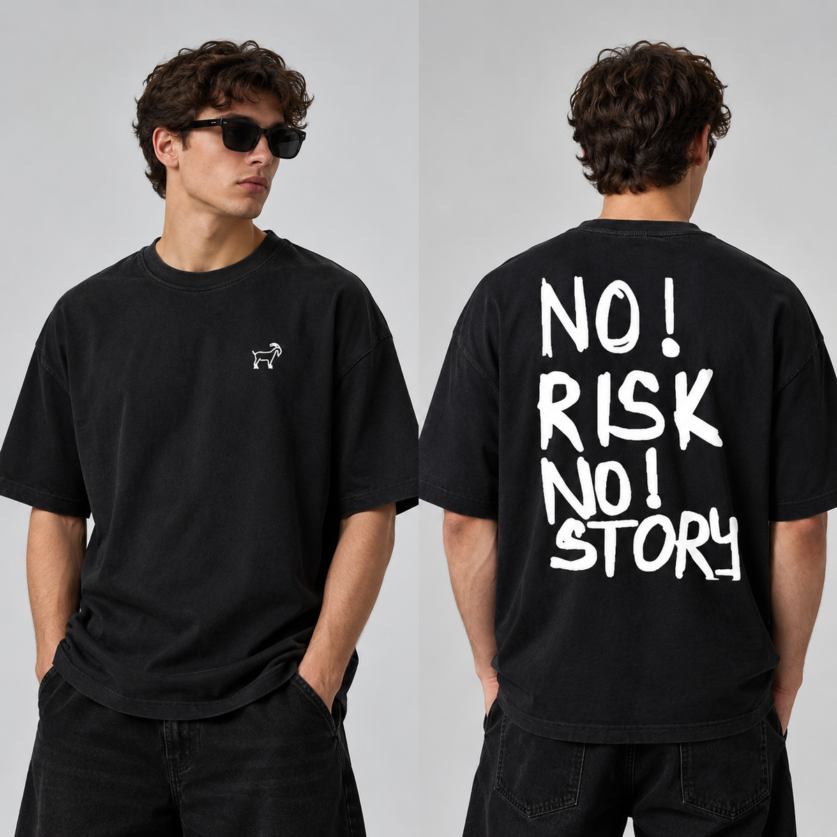 No Risk No Story Oversized T-Shirt | 235GSM — Apparel & Accessories > Clothing > Shirts & Tops | Legendary Branding