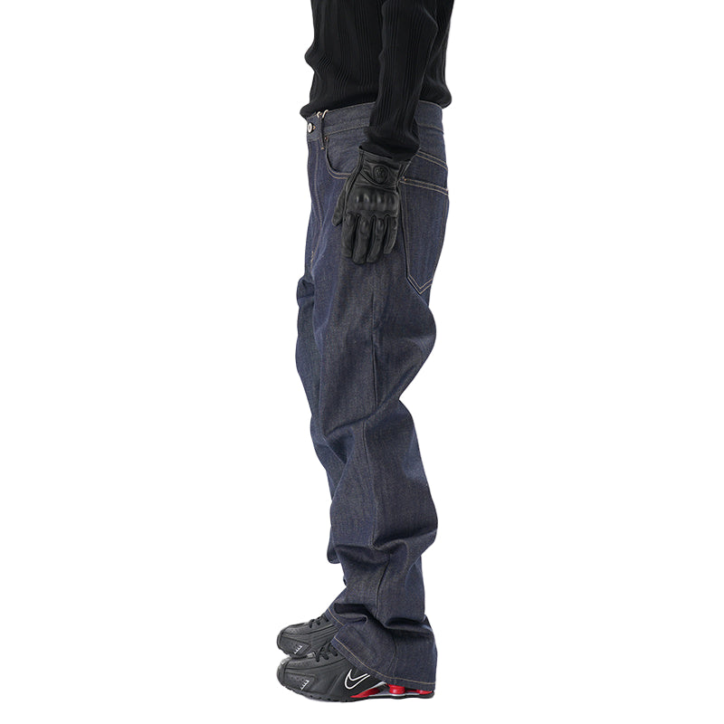 Max Stax Baggy-Fit Jeans, Wide Leg Streetwear Denim, Dark Blue Oversized Jeans, Vintage 90s Grunge Pants, Men's Loose Fit Denim
