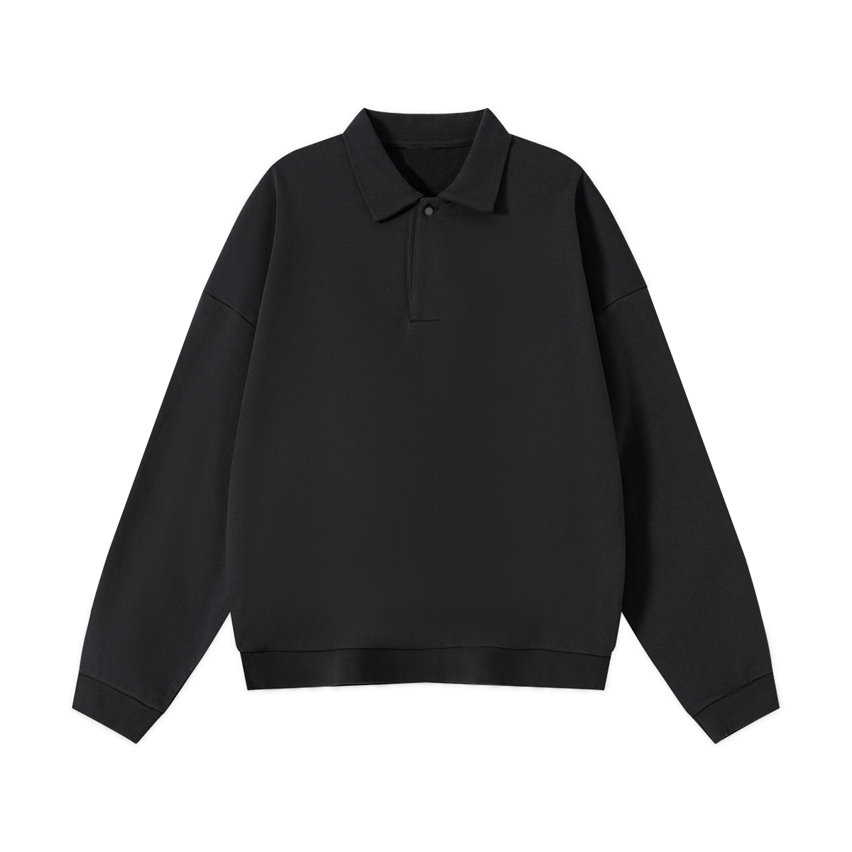 Legendary GC Button Polo Collar Sweatshirt – Oversized Streetwear Quarter Button Crewneck