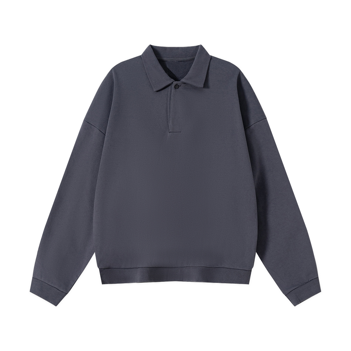 Legendary GC Button Polo Collar Sweatshirt – Oversized Streetwear Quarter Button Crewneck