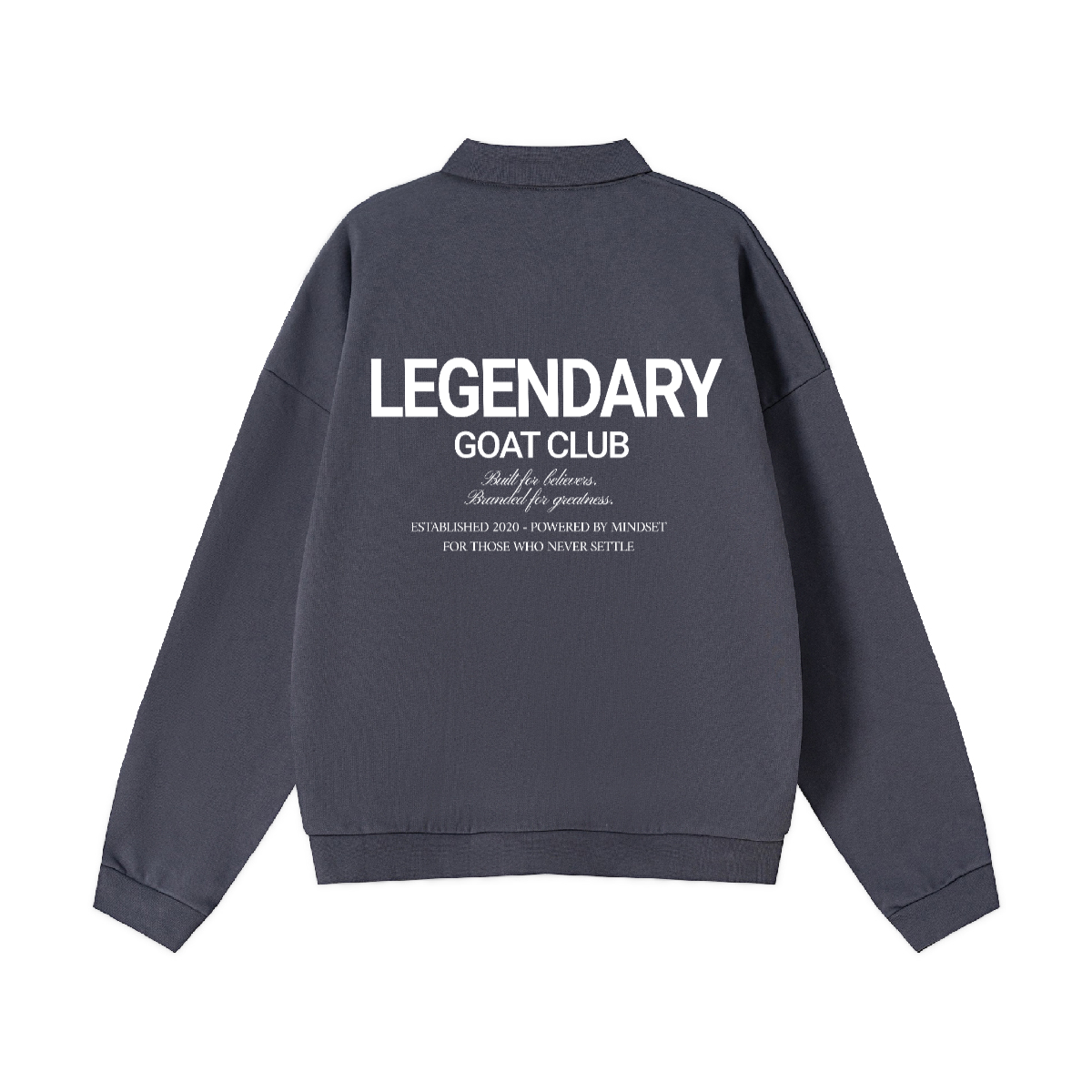 Legendary GC Button Polo Collar Sweatshirt – Oversized Streetwear Quarter Button Crewneck