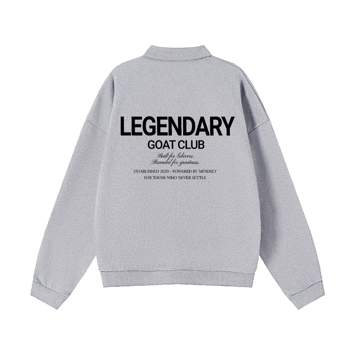 Legendary GC Button Polo Collar Sweatshirt – Oversized Streetwear Quarter Button Crewneck