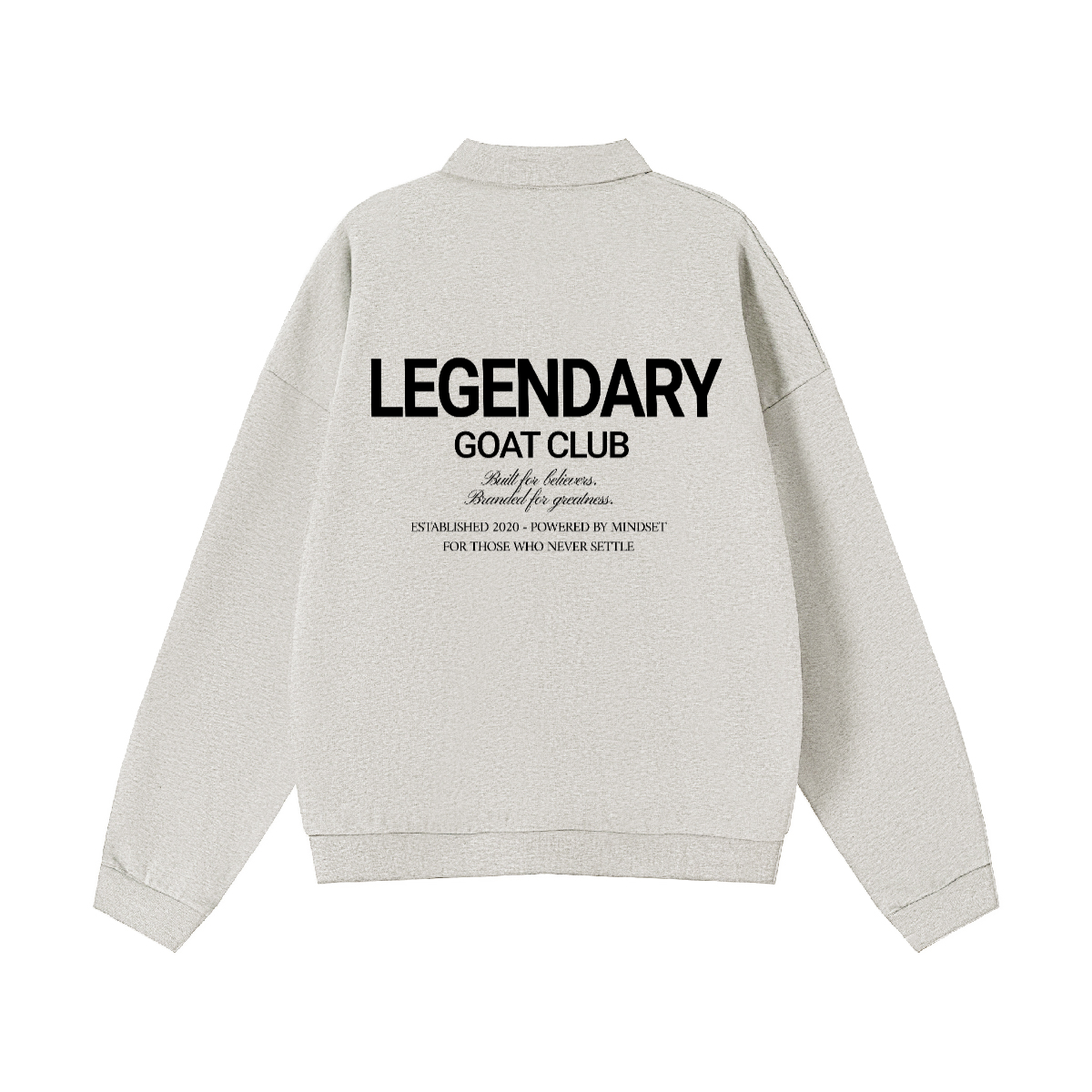 Legendary GC Button Polo Collar Sweatshirt – Oversized Streetwear Quarter Button Crewneck