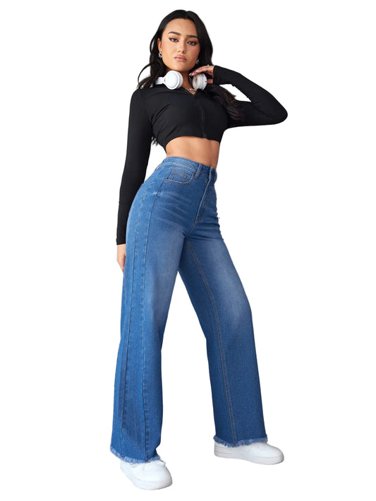 High-Waist Wide-Leg Jeans for Women – Straight Fit Denim, Vintage Y2K Street Style Pants
